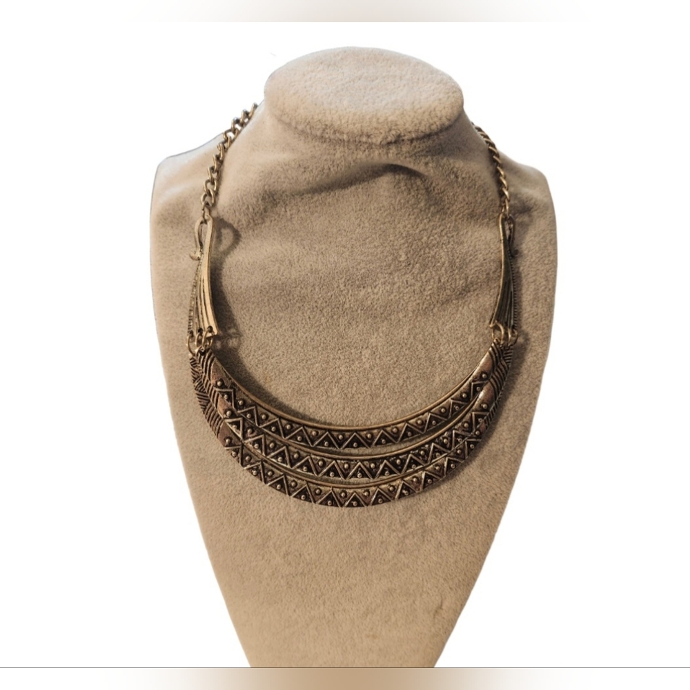 Unique Silver Tone Statement Necklace